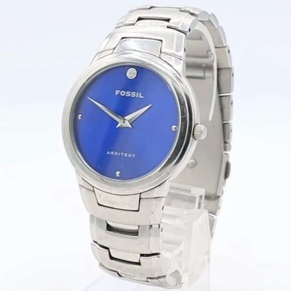 Vintage Fossil FS-3004 Diamond Blue Arkitekt Men's Quartz Wristwatch Steel - Picture 1 of 5